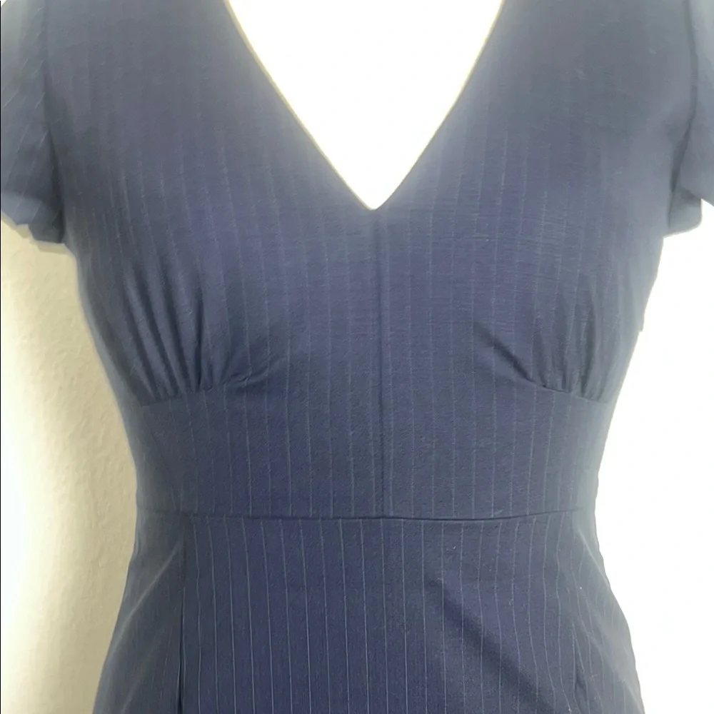 J. Crew Blue Sheath Dress Flutter Sleeves Crew Neck - Picture 4 of 15